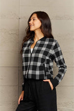 Plaid Round Neck Long Sleeve Jacket