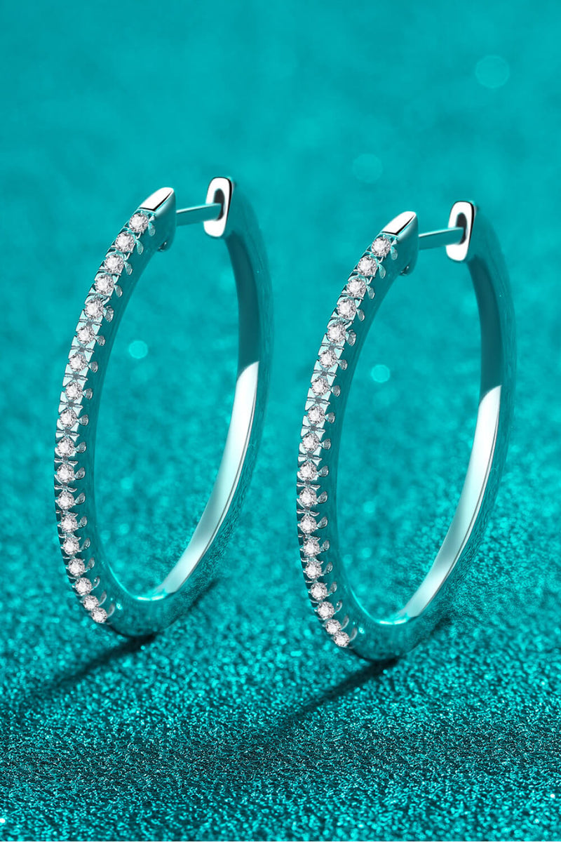 Rhodium-Plated Moissanite Hoop Earrings ALLOW 5-12 BUSINESS DAYS FOR SHIPPING