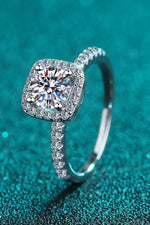 2 Carat Moissanite Square Halo Ring(PLEASE ALLOW 5-14 DAYS FOR PROCESSING AND SHIPPING)