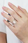 3 Carat Moissanite Platinum-Plated Side Stone Ring(PLEASE ALLOW 5-14 DAYS FOR PROCESSING AND SHIPPING)
