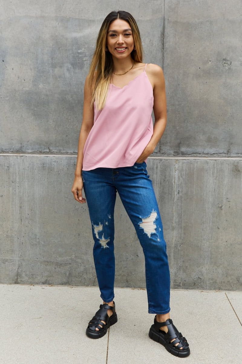Scalloped Cami in Rosewood
