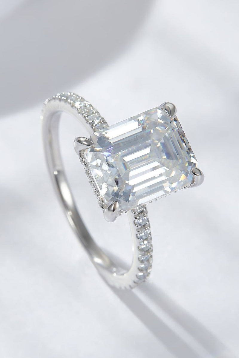 Emerald Cut 4 Carat Moissanite Side Stone Ring(PLEASE ALLOW 5-14 DAYS FOR PROCESSING AND SHIPPING)