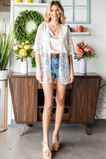 Open Front Half Sleeve Lace Cardigan(PLEASE ALLOW 5-14 DAYS FOR PROCESSING AND SHIPPING)