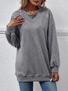 Round Neck Drop Shoulder Long Sleeve Sweater