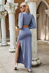 Cutout Split Puff Sleeve Maxi Dress(PLEASE ALLOW 5-14 DAYS FOR PROCESSING AND SHIPPING)