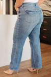 Judy Blue High Rise Control Top Distressed Straight Jeans