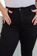 Judy Blue Rhinestone Slim Fit Jeans in Black