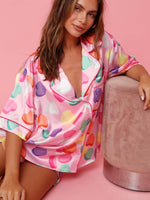 Printed Button Up Top and Shorts Lounge Set