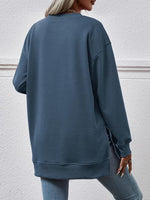V-Neck Slit Long Sleeve Sweater