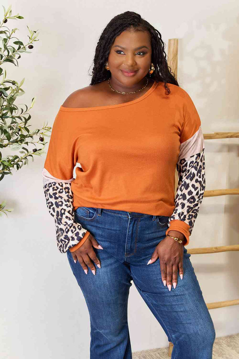 Leopard Long Sleeve Round Neck Sweater