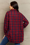 Plaid Collared Neck Button-Down Long Sleeve Jacket