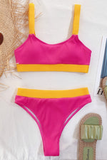 Color Block Scoop Neck Bikini Set(PLEASE ALLOW 5-14 DAYS FOR PROCESSING AND SHIPPING)