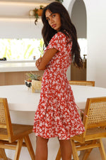 Floral Surplice Neck Flutter Sleeve Dress(PLEASE ALLOW 5-14 DAYS FOR PROCESSING AND SHIPPING)