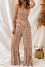 Floral Spaghetti Strap Smocked Wide Leg Jumpsuit(PLEASE ALLOW 5-14 DAYS FOR PROCESSING AND SHIPPING)