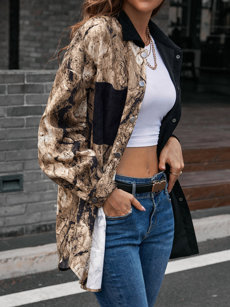 Collared Neck Contrast Color Dropped Shoulder Shirt (PLEASE ALLOW 7-15 DAYS FOR SHIPPING AND PROCESSING)