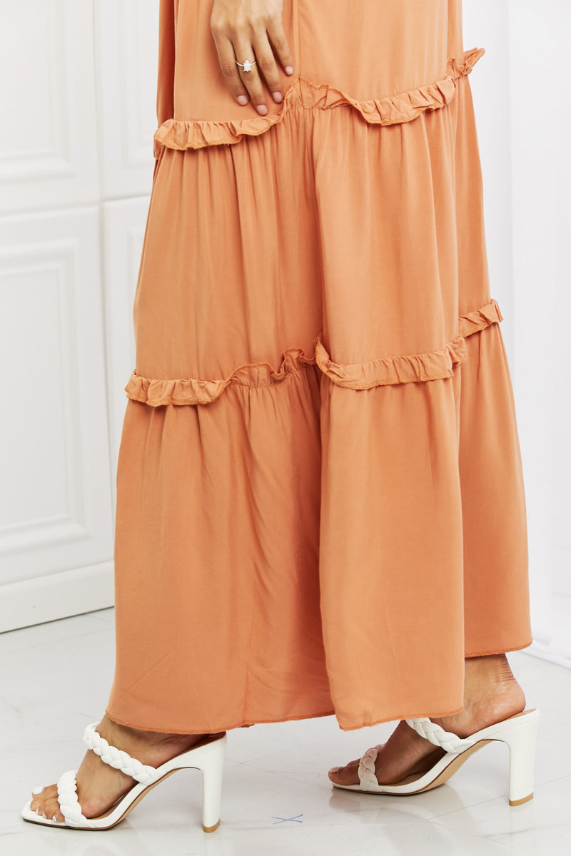 Summer Days Full Size Ruffled Maxi Skirt in Butter Orange