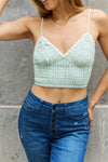 Gingham Daisy Trim Smocked Bustier in Sage