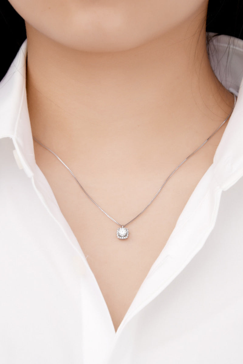 Moissanite Pendant Platinum-Plated Necklace(PLEASE ALLOW 5-14 DAYS FOR PROCESSING AND SHIPPING)