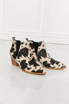 Back At It Point Toe Bootie in Beige Cow Print