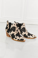 Back At It Point Toe Bootie in Beige Cow Print