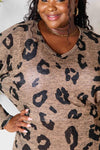 Full Size Leopard V-Neck Long Sleeve Top