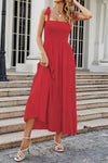 Tie-Shoulder Smocked Tiered Dress(PLEASE ALLOW 5-14 DAYS FOR PROCESSING AND SHIPPING)