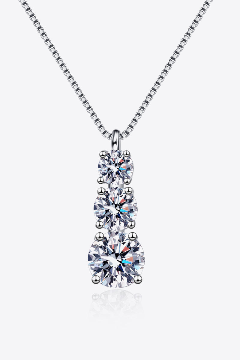 Moissanite Triple-Pendant Necklace ALLOW 5-12 BUSINESS DAYS FOR SHIPPING