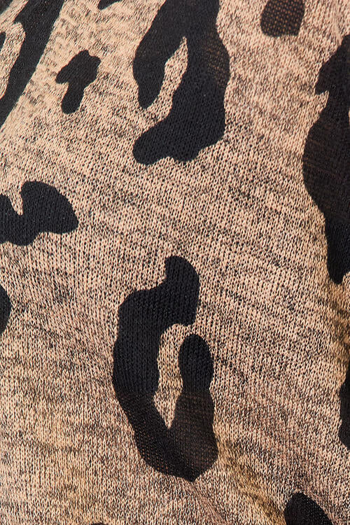 Full Size Leopard V-Neck Long Sleeve Top