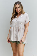 Find Yourself Full Size Soft Tencel Babydoll Blouse