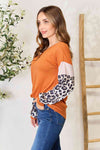 Leopard Long Sleeve Round Neck Sweater