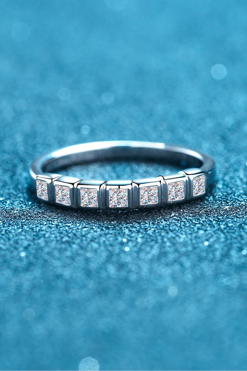 Moissanite Rhodium-Plated Half-Eternity Ring(PLEASE ALLOW 7-15 DAYS FOR ORDERING AND PROCESSING)