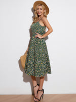 Ditsy Floral Tied Spaghetti Strap Dress(PLEASE ALLOW 5-14 DAYS FOR PROCESSING AND SHIPPING)