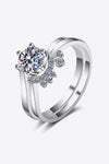 Moissanite Rhodium-Plated Two-Piece Ring Set(PLEASE ALLOW 5-14 DAYS FOR PROCESSING AND SHIPPING)