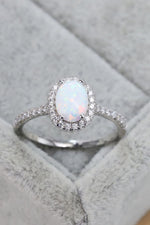 Opal 925 Sterling Silver Halo Ring(PLEASE ALLOW 5-14 DAYS FOR PROCESSING AND SHIPPING)