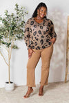 Full Size Leopard V-Neck Long Sleeve Top