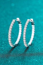 Moissanite Rhodium-Plated Hoop Earrings ALLOW 5-12 BUSINESS DAYS FOR SHIPPING