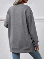 V-Neck Slit Long Sleeve Sweater