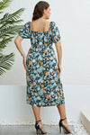 Floral Split Short Sleeve Dress(PLEASE ALLOW 5-14 DAYS FOR PROCESSING AND SHIPPING)