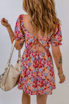 Floral Square Neck Open Back Dress(PLEASE ALLOW 5-14 DAYS FOR PROCESSING AND SHIPPING)