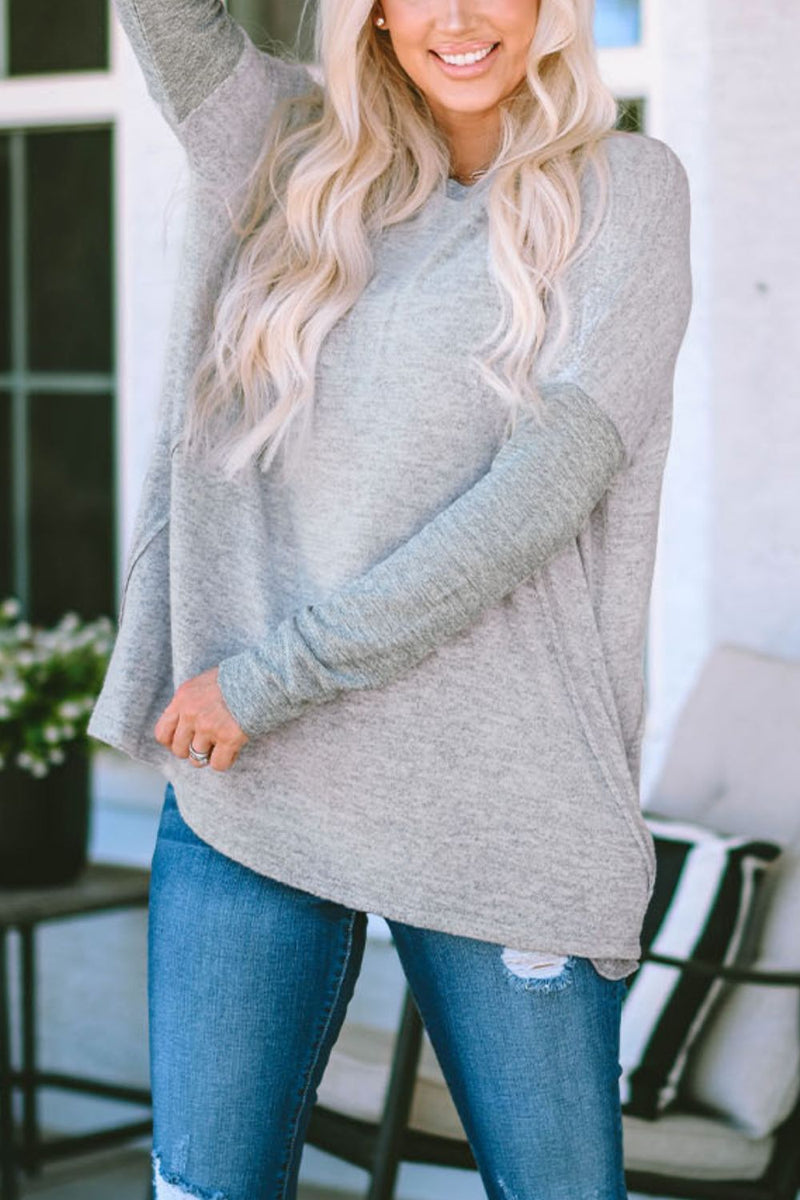 Round Neck Dropped Shoulder Sweater