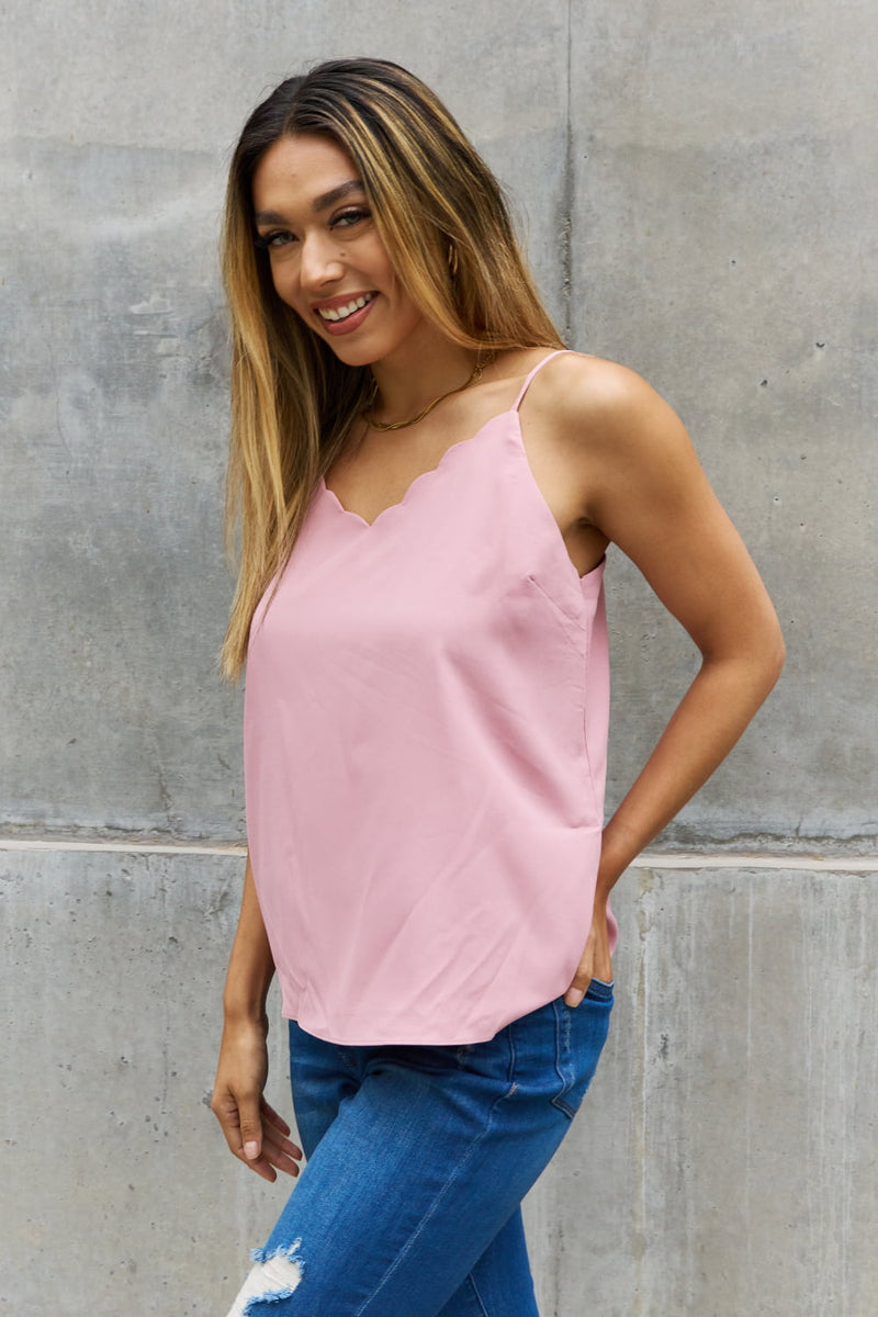 Scalloped Cami in Rosewood