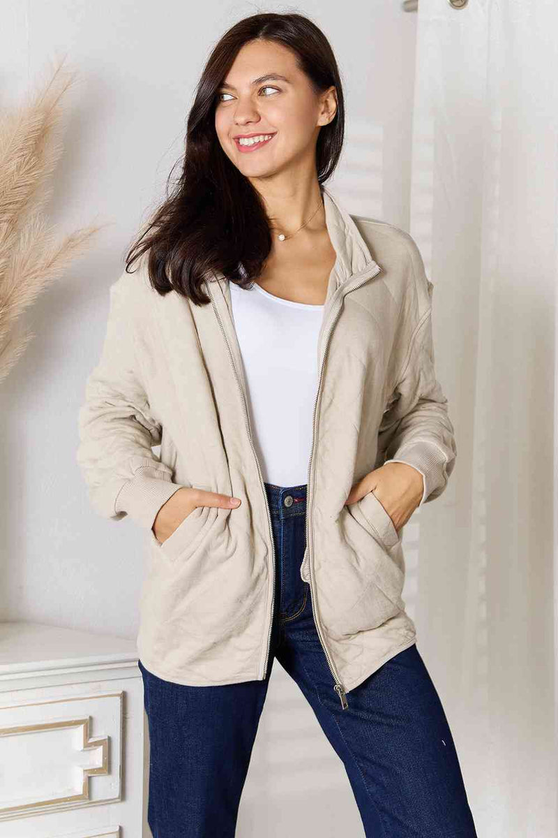Full Size Zip-Up Jacket with Pockets