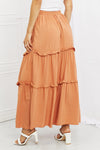 Summer Days Full Size Ruffled Maxi Skirt in Butter Orange