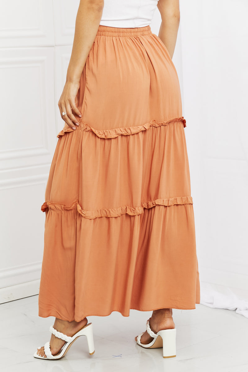 Summer Days Full Size Ruffled Maxi Skirt in Butter Orange