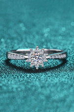 Moissanite Rhodium-Plated Snowflake Ring(ALLOW 5-12 BUSINESS DAYS TO PROCESS AND SHIP)