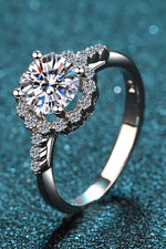 1 Carat Moissanite Rhodium-Plated Halo Ring(PLEASE ALLOW 5-14 DAYS FOR PROCESSING AND SHIPPING)