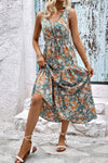Floral V-Neck Tiered Sleeveless Dress(PLEASE ALLOW 5-14 DAYS FOR PROCESSING AND SHIPPING)