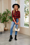 Plaid Curved Hem Long Sleeve Shirt (PLEASE ALLOW 7-15 DAYS FOR SHIPPING AND PROCESSING)