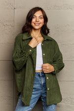 Collared Neck Dropped Shoulder Button-Down Jacket