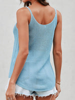 Waffle-knit Round Neck Cami (PLEASE ALLOW 7-15 DAYS FOR SHIPPING AND PROCESSING)